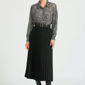 Sonia Rykiel Size L Long Sleeve Blouse Black & White Floral Vintage Semi Sheer